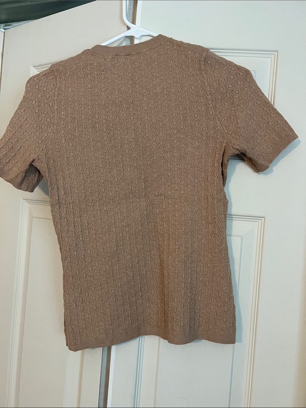 Sezane Taupe Textured Short Sleeve Button Henley - Picture 3 of 5